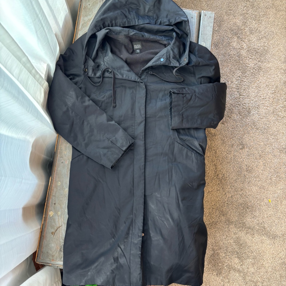 Eileen Fisher fleece lined black jacket | size small